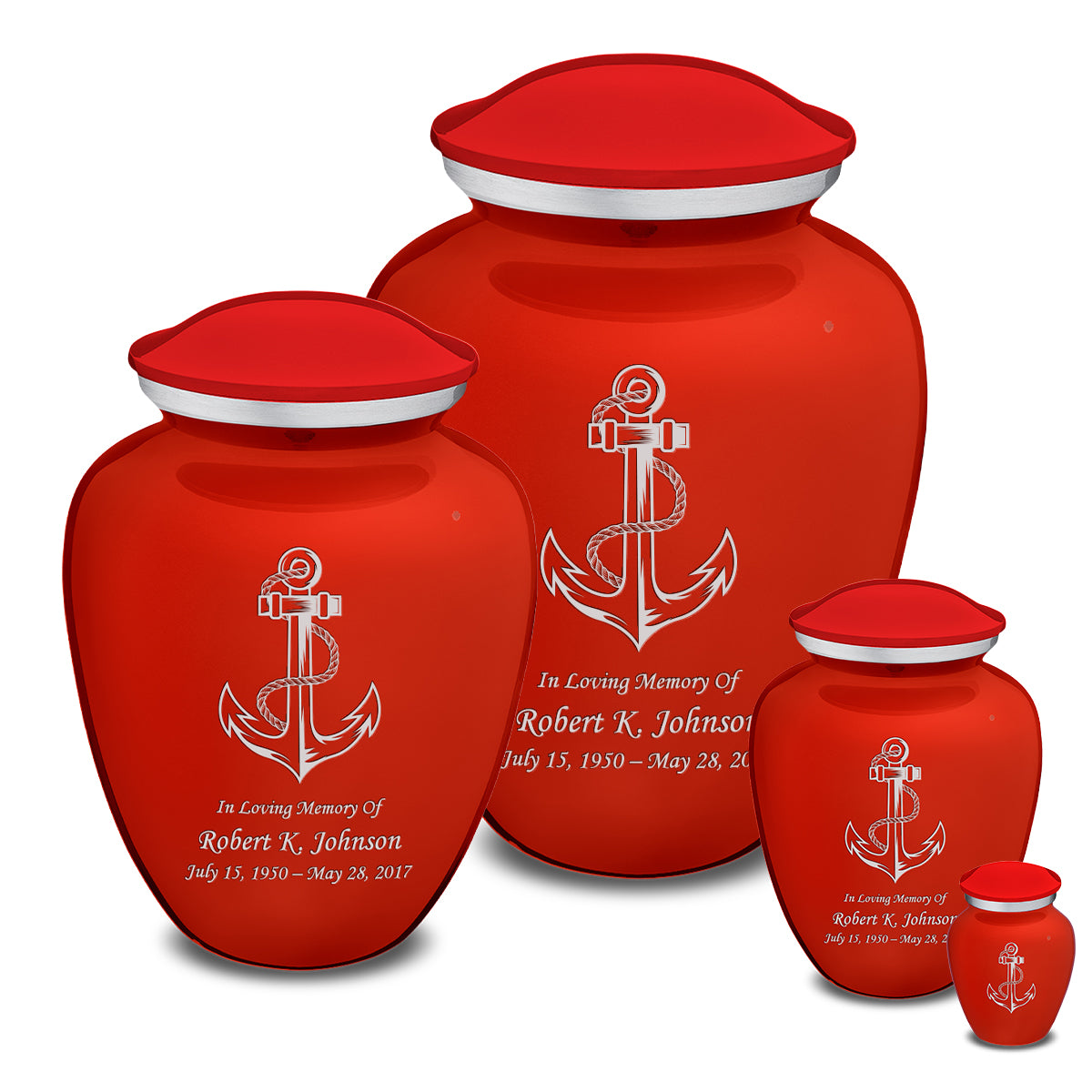Extra Large Embrace Bright Red Anchor Cremation Urn for Ashes