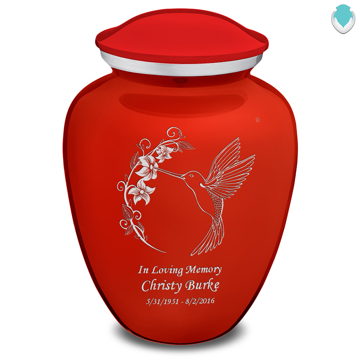 Extra Large Embrace Bright Red Hummingbird Cremation Urn for Ashes