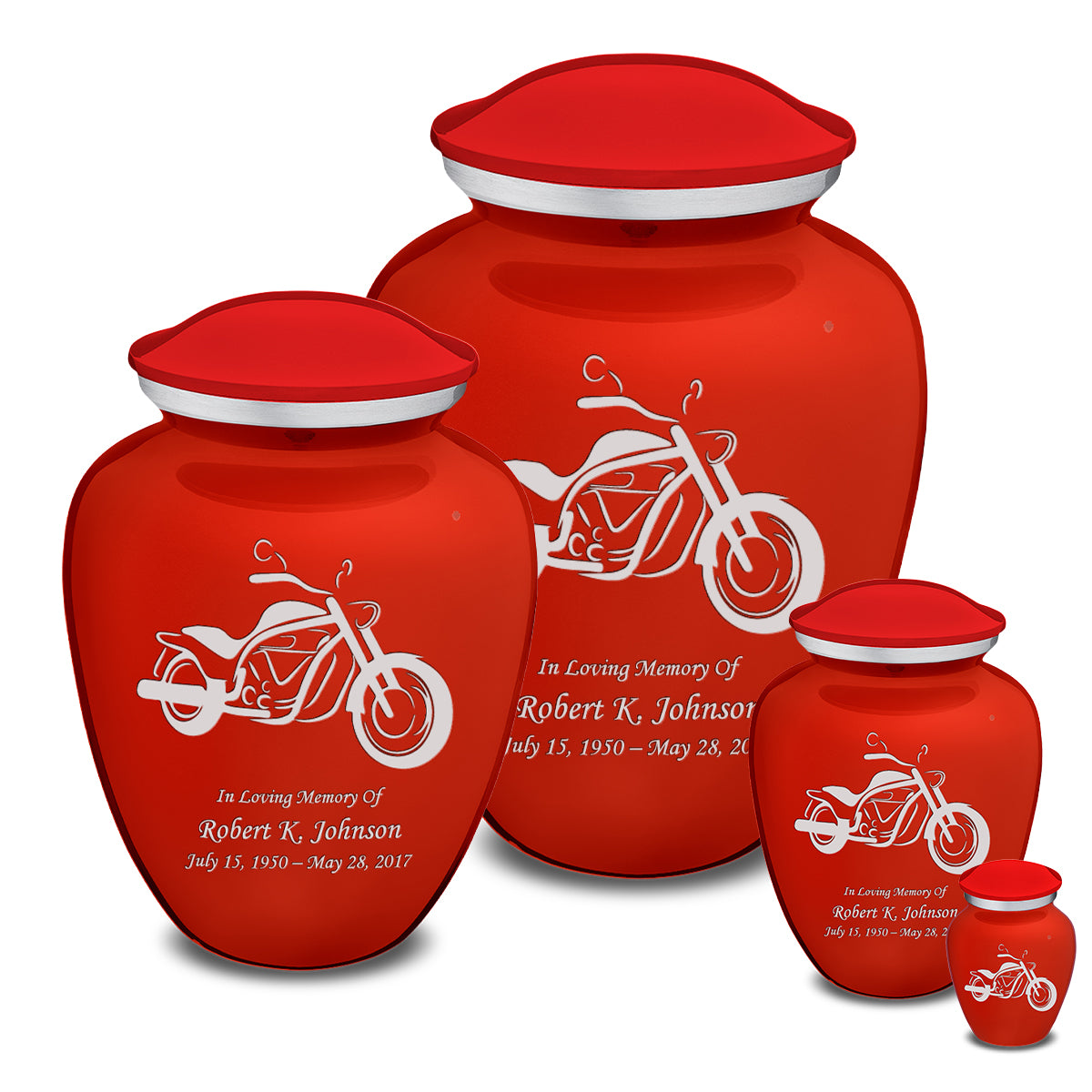 Extra Large Embrace Bright Red Motorcycle Cremation Urn for Ashes