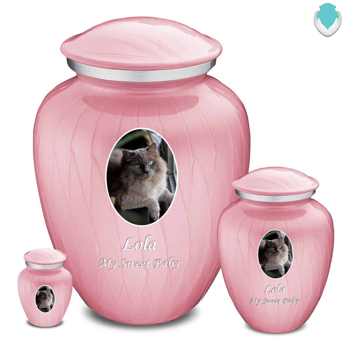 Keepsake Pet Embrace Pearl Pink Portrait Cremation Urn