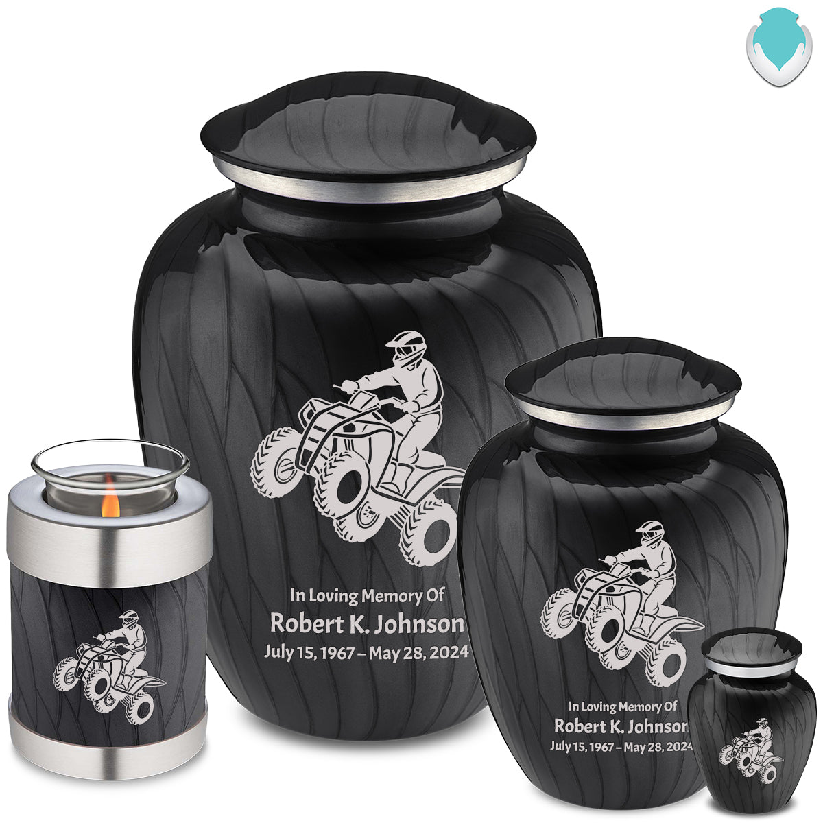 Adult Embrace Pearl Black ATV Cremation Urn