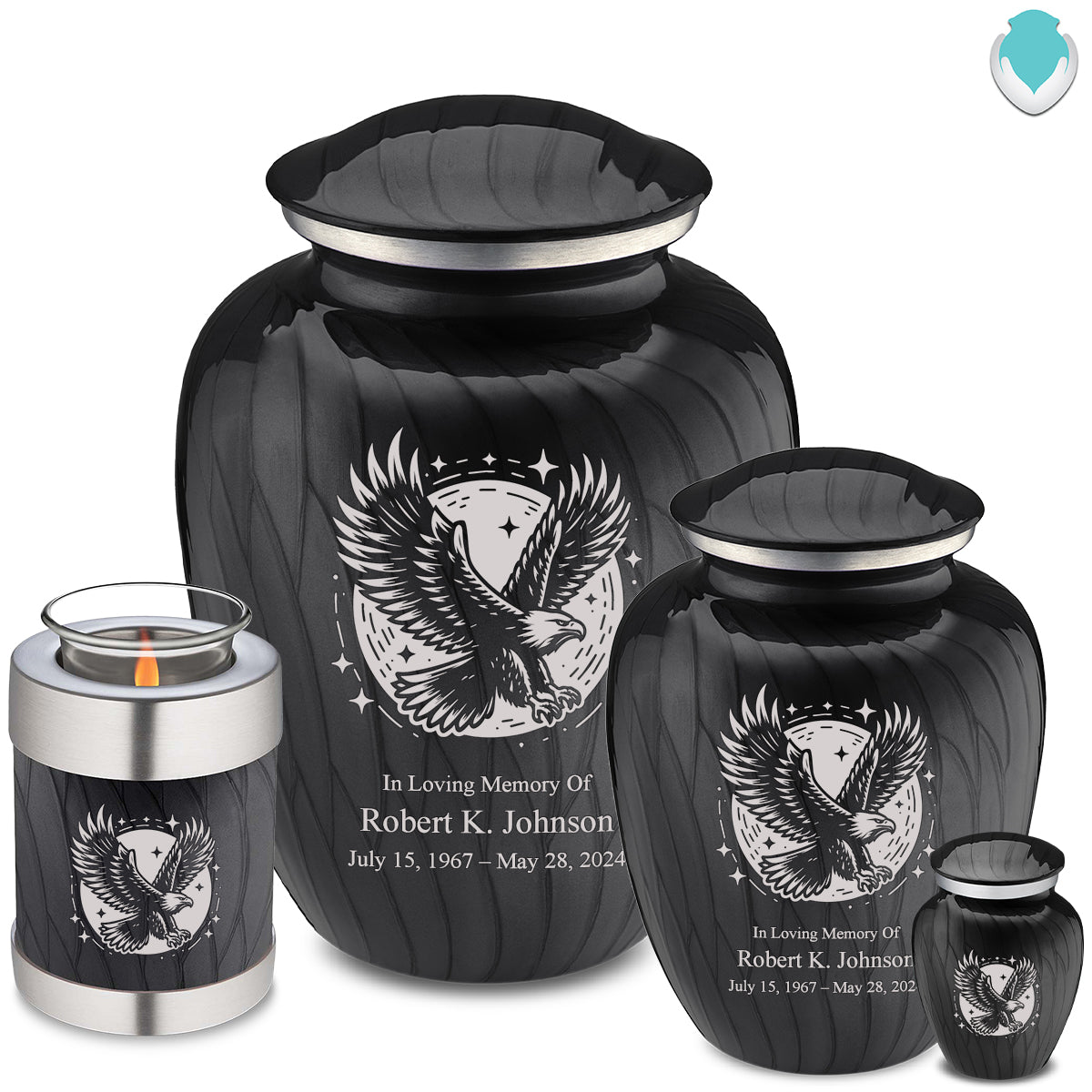 Adult Embrace Pearl Black Flying Eagle Cremation Urn
