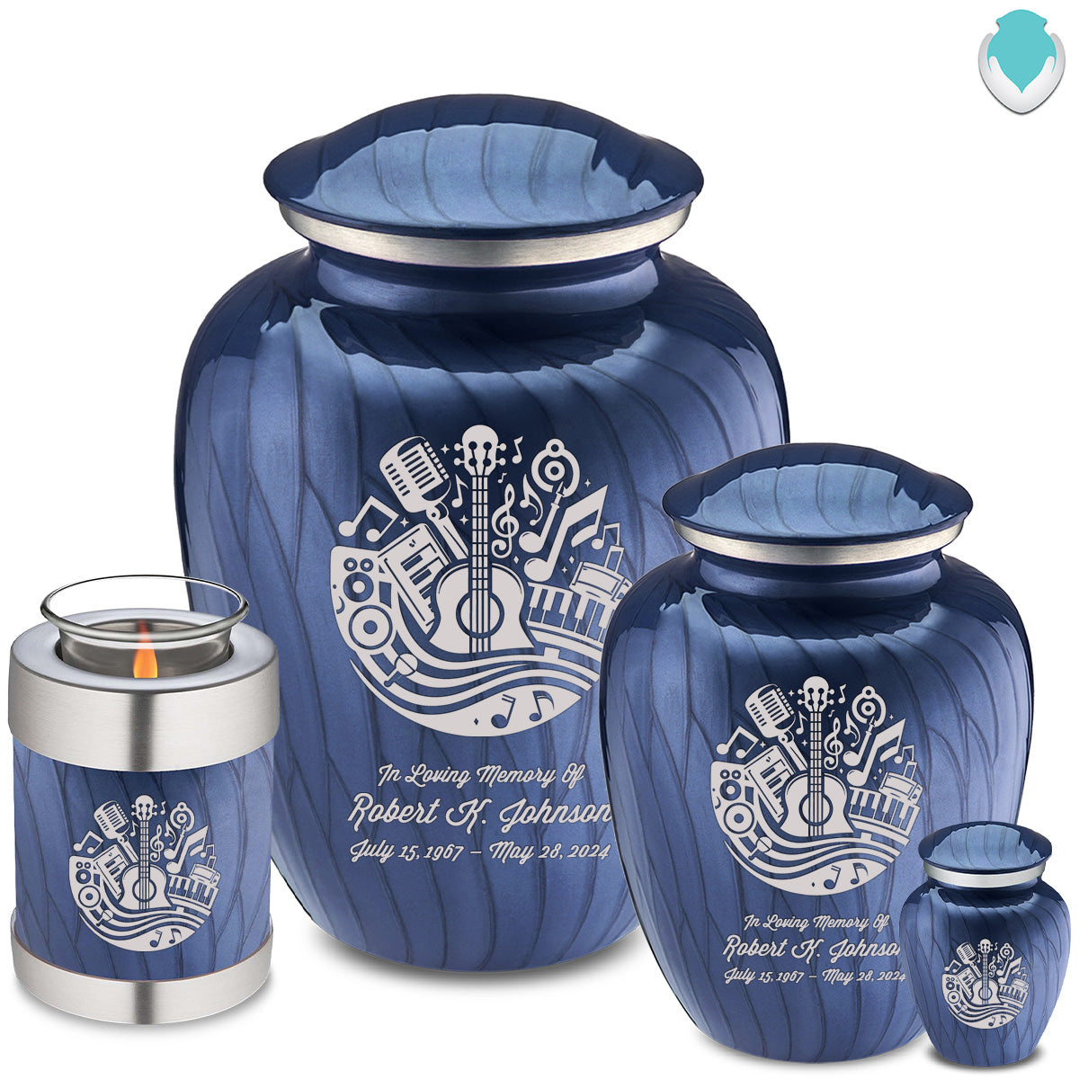 Adult Embrace Pearl Cobalt Blue Music Cremation Urn