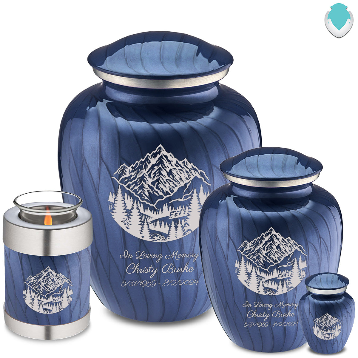 Adult Embrace Pearl Cobalt Blue Rocky Mountains Cremation Urn