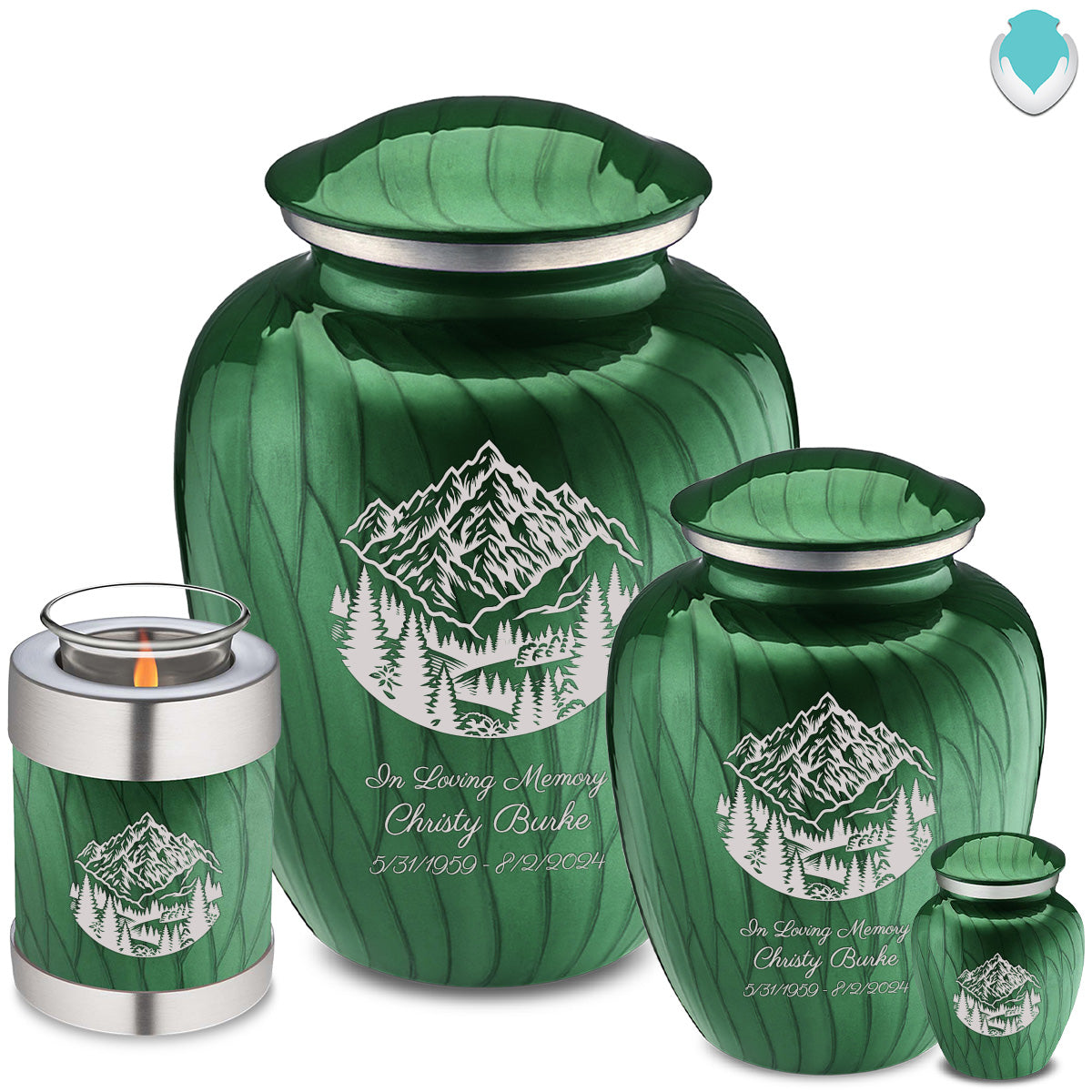 Adult Embrace Pearl Green Rocky Mountains Cremation Urn