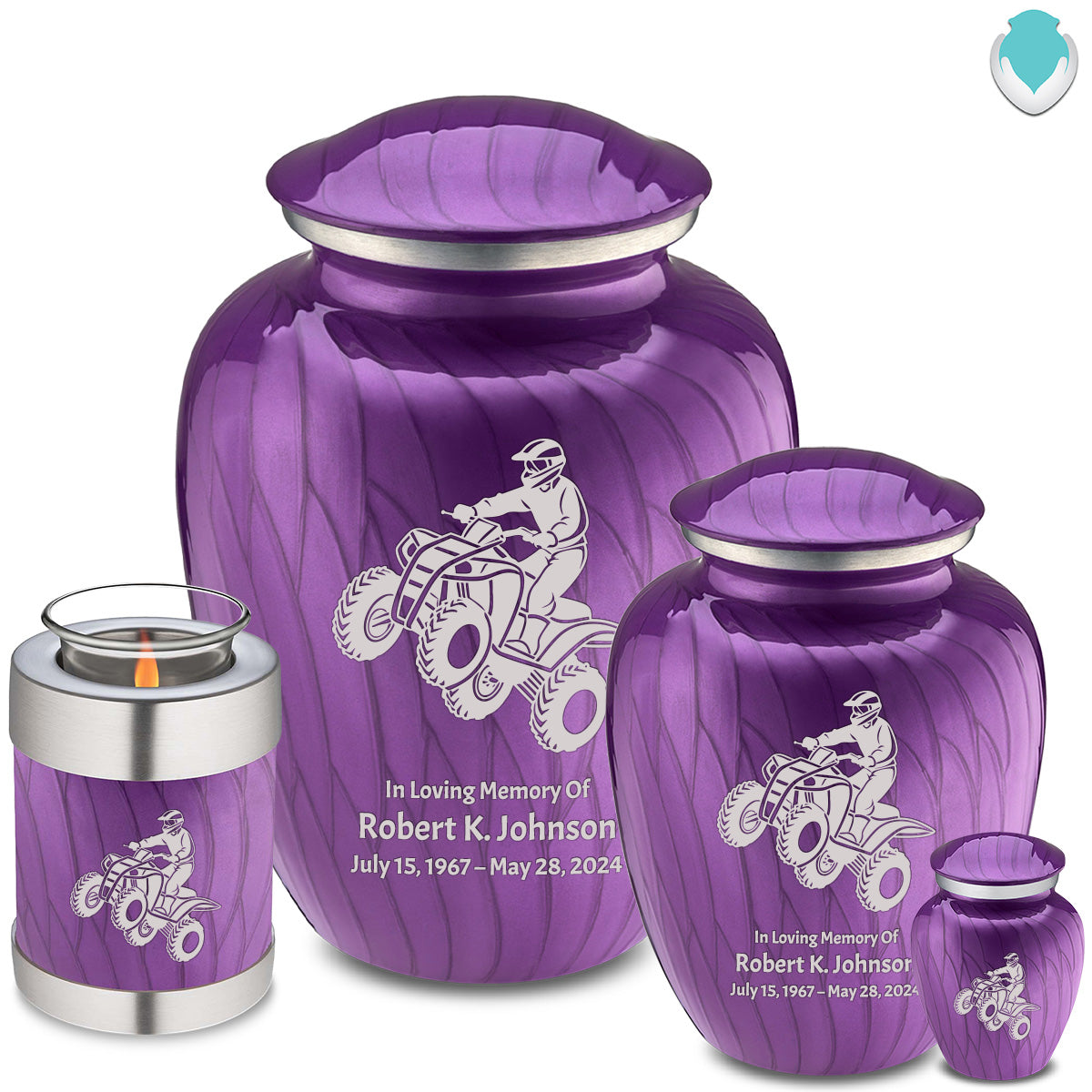 Medium Embrace Pearl Purple ATV Cremation Urn
