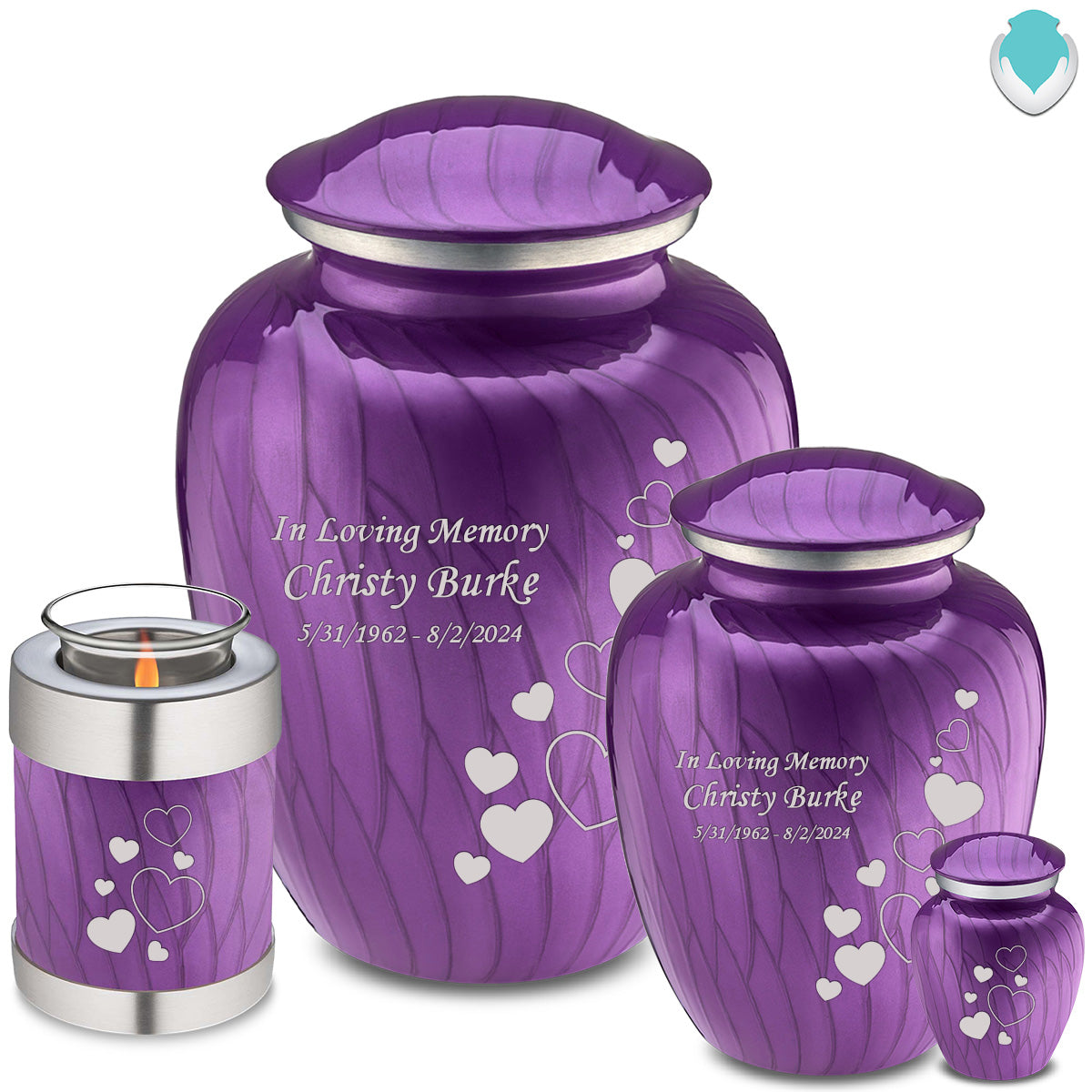Adult Embrace Pearl Purple Floating Heart Cremation Urn