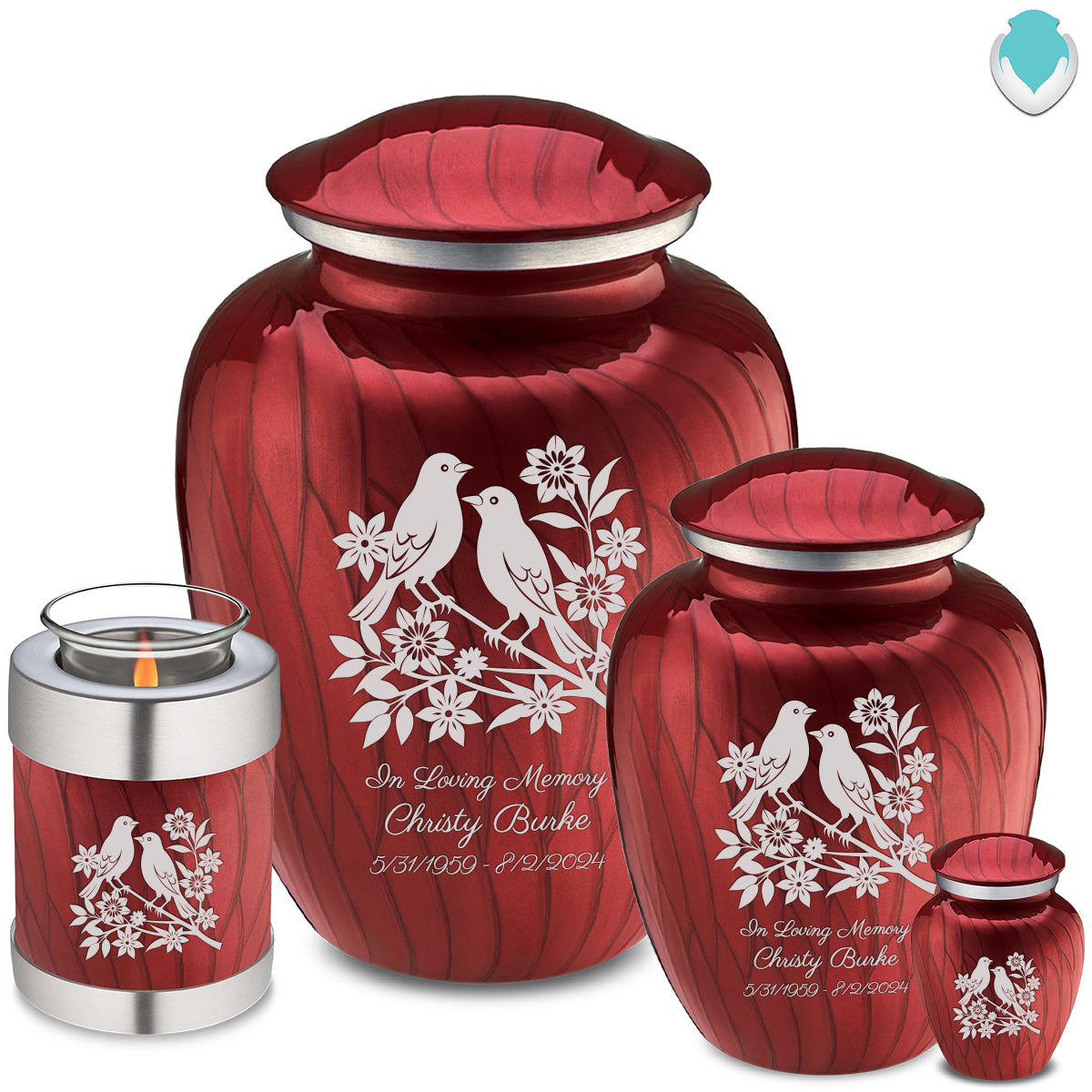 Adult Embrace Pearl Candy Red Songbirds Cremation Urn
