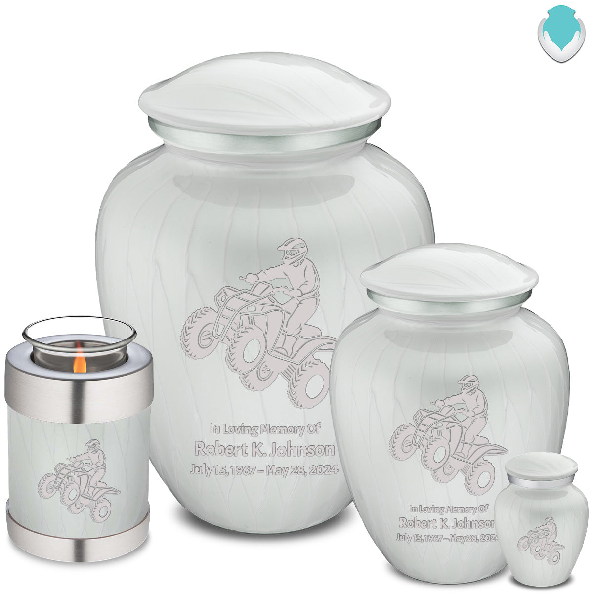 Adult Embrace Pearl White ATV Cremation Urn