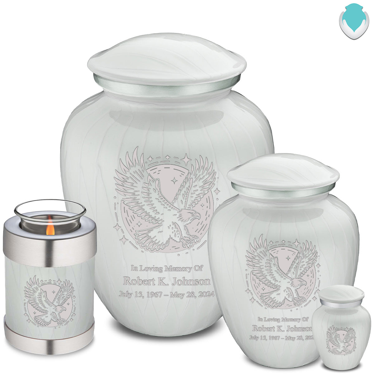 Adult Embrace Pearl White Flying Eagle Cremation Urn