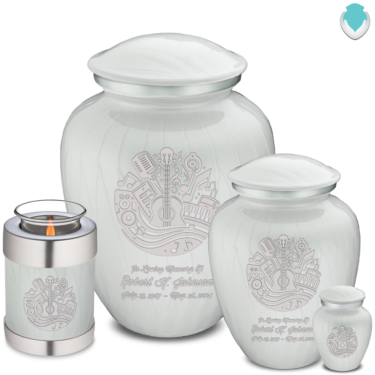 Adult Embrace Pearl White Music Cremation Urn
