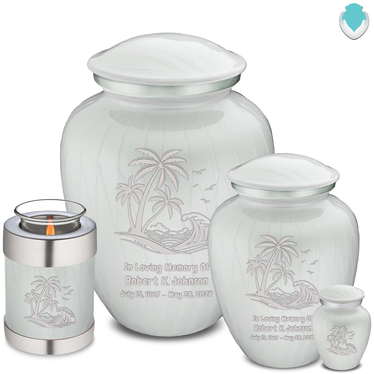 Medium Embrace Pearl White Palm Beach Cremation Urn