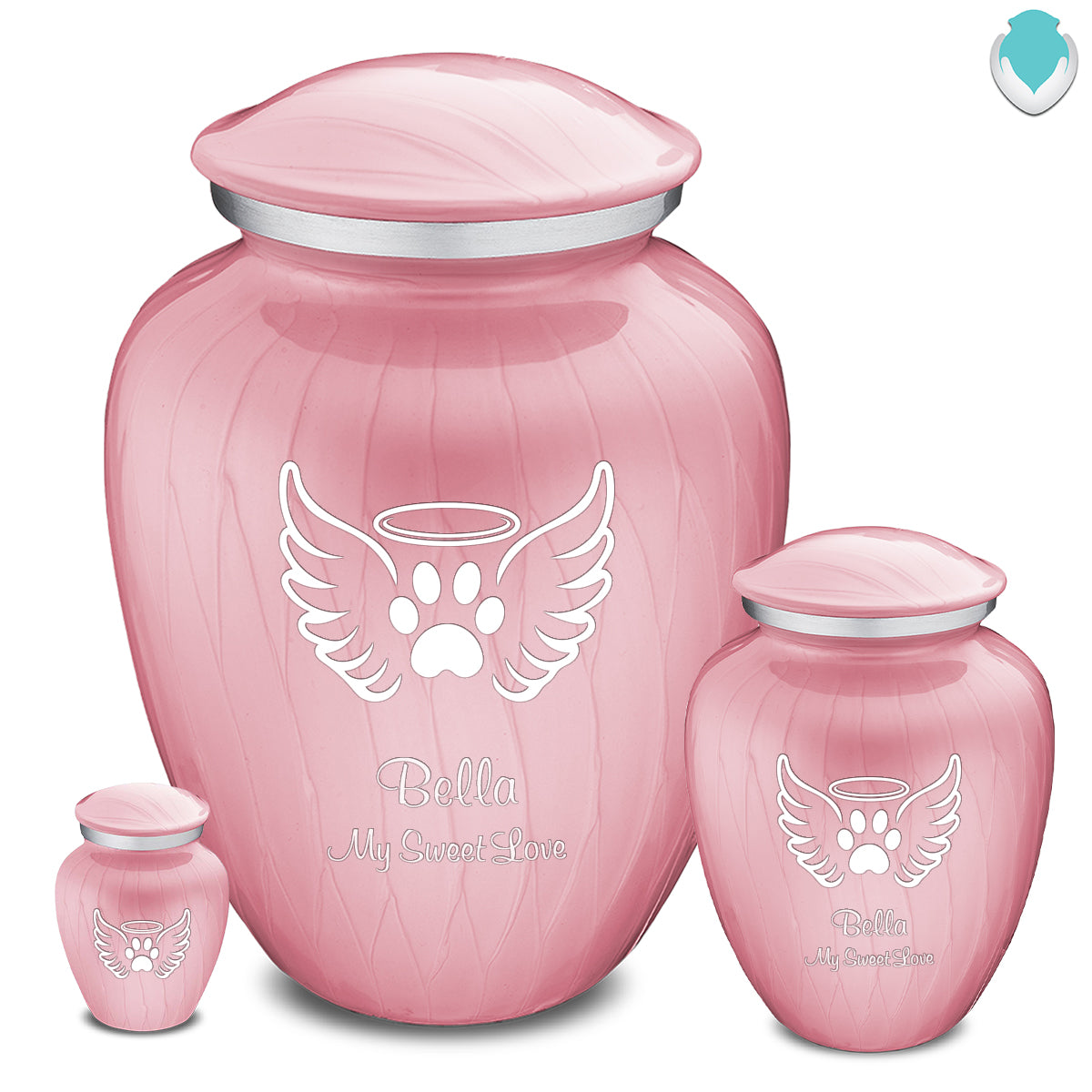 Keepsake Embrace Pearl Pink Pet Angel Wings Cremation Urn