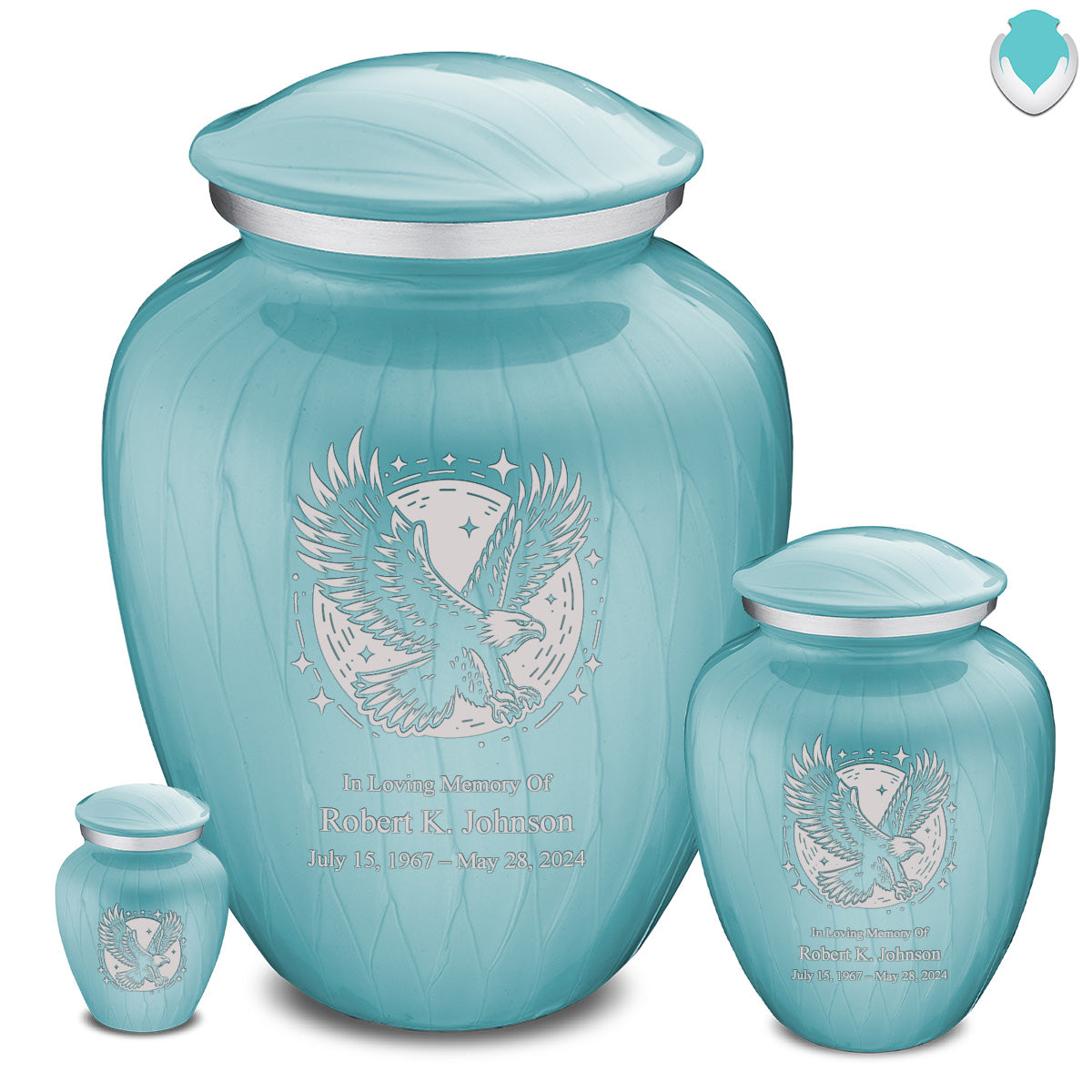 Adult Embrace Pearl Light Blue Flying Eagle Cremation Urn