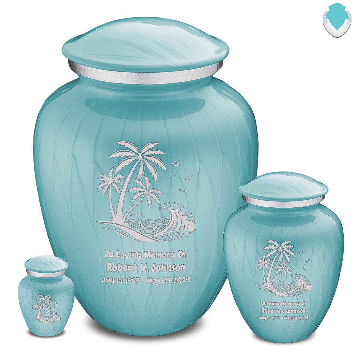 Adult Embrace Pearl Light Blue Palm Beach Cremation Urn