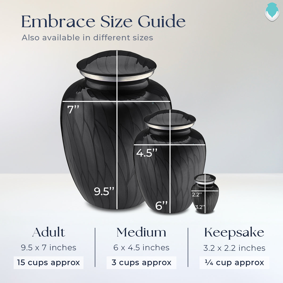 Adult Embrace Pearl Black Portrait Cremation Urn