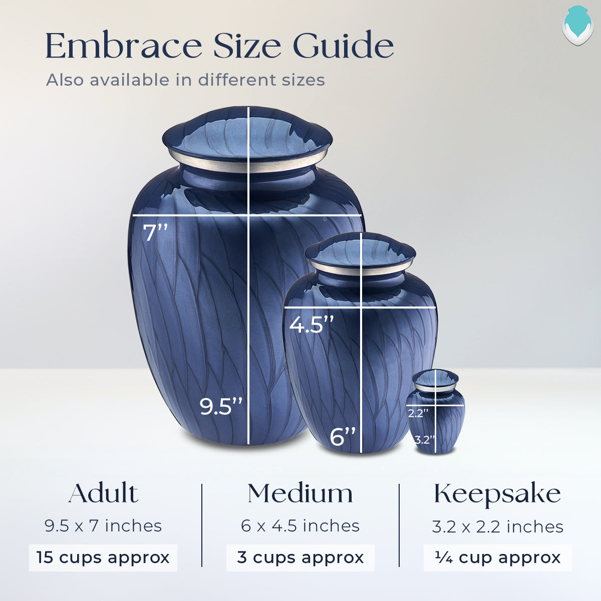 Adult Embrace Pearl Cobalt Blue Portrait Cremation Urn