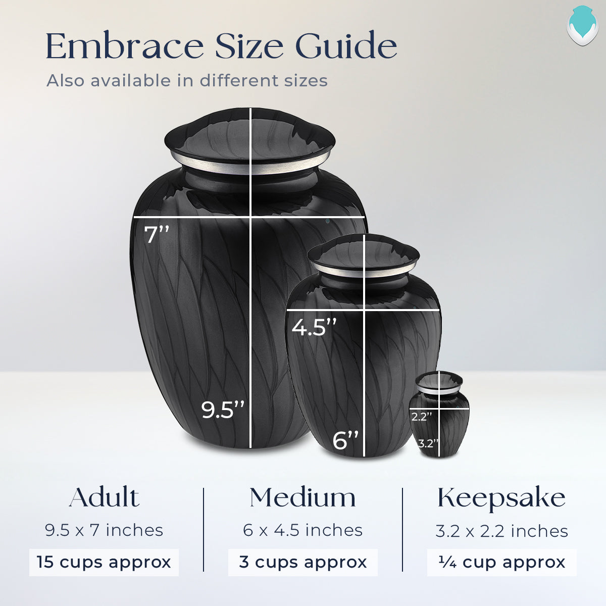 Keepsake Embrace Pearl Black Portrait Cremation Urn