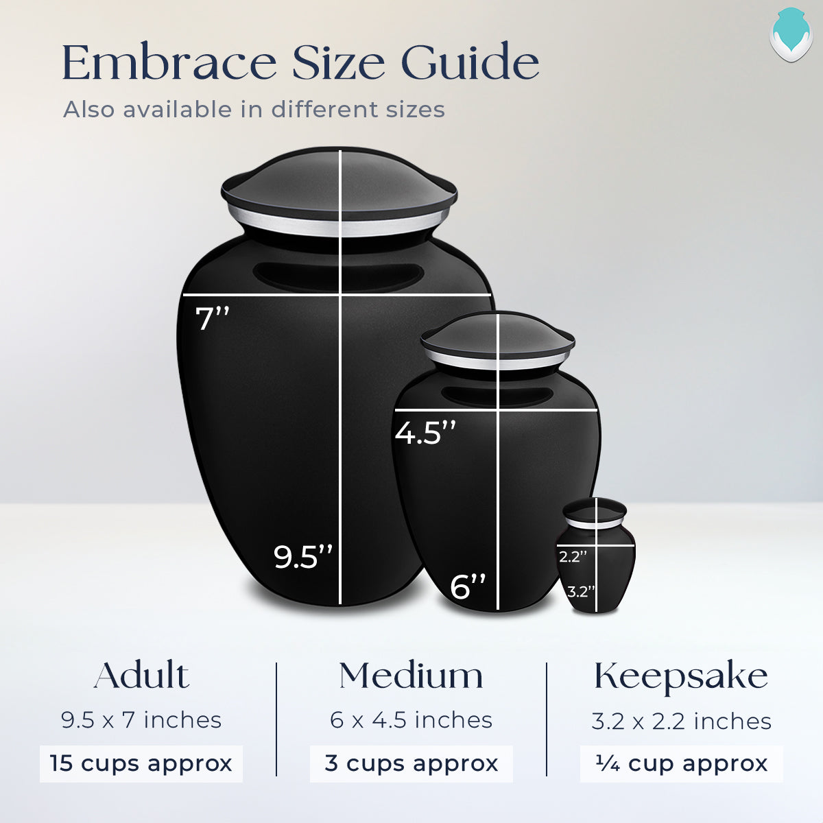 Medium Embrace Black Portrait Cremation Urn