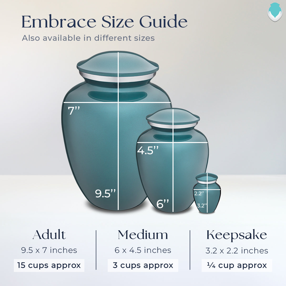 Medium Embrace Teal Portrait Cremation Urn