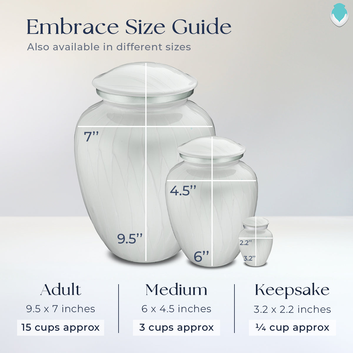 Medium Embrace Pearl White Portrait Cremation Urn