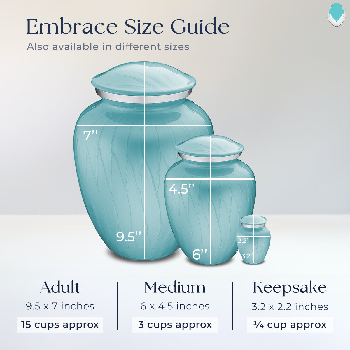 Medium Embrace Pearl Light Blue Portrait Cremation Urn