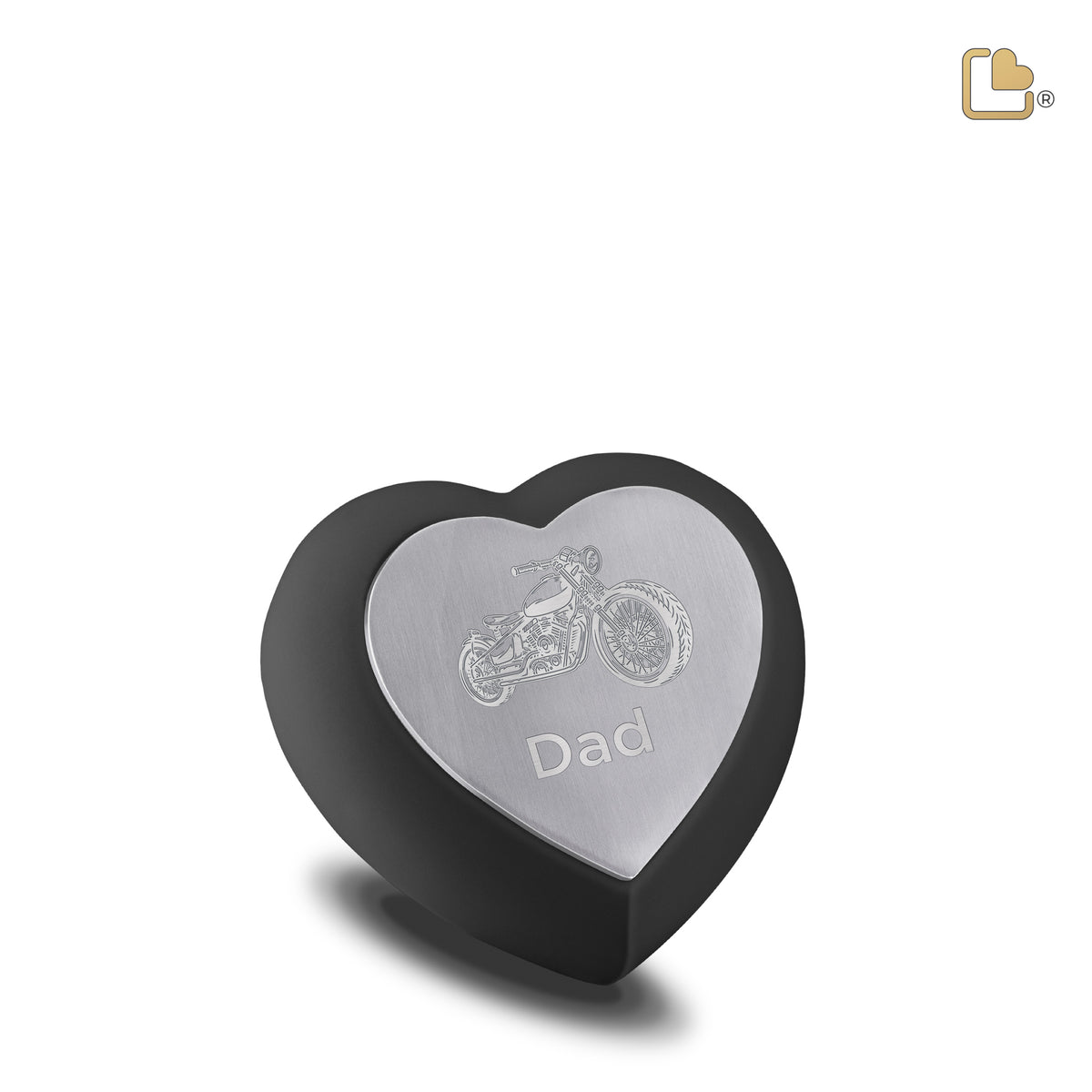 Drop Heart Keepsake Urn Black &amp; Brushed Pewter