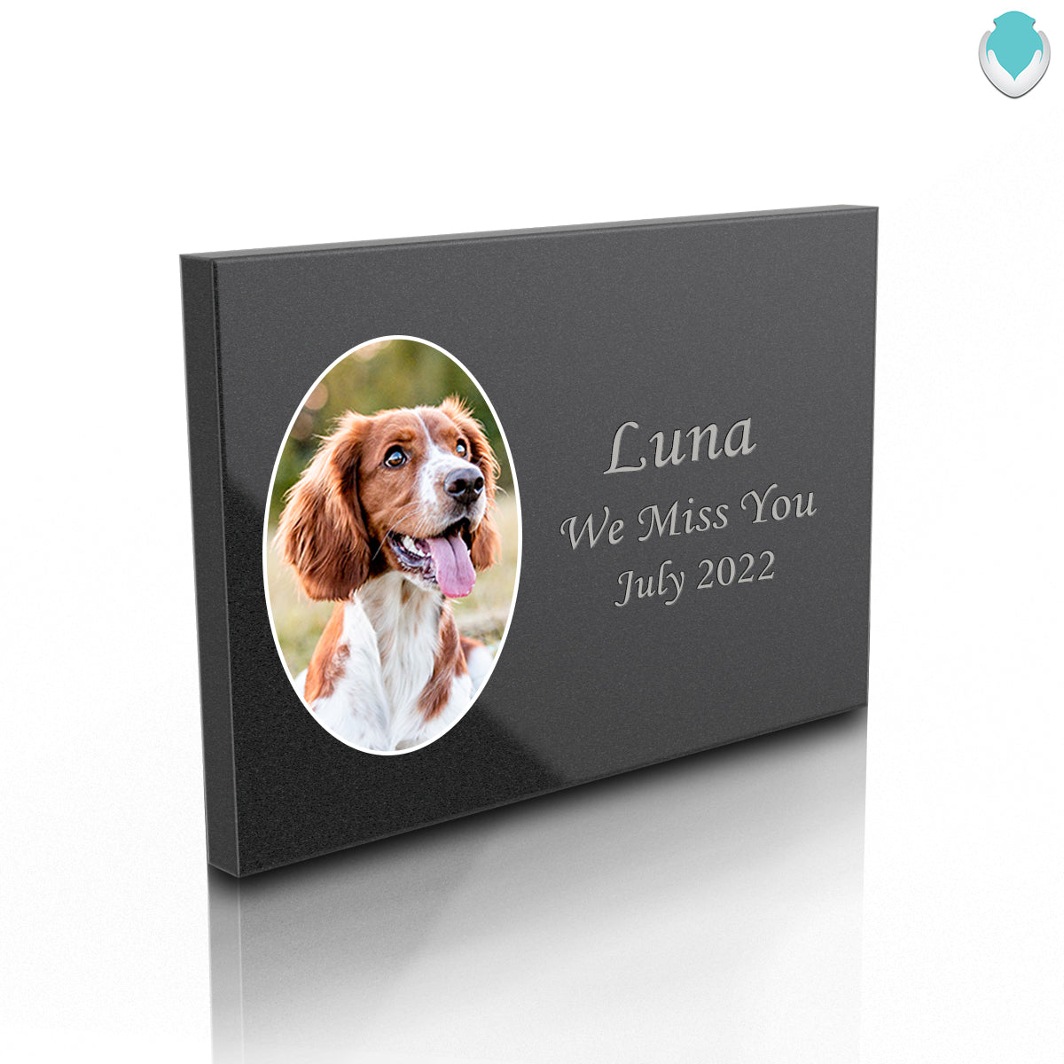 Custom Printed Pet Portrait Black Granite Plaque - Horizontal