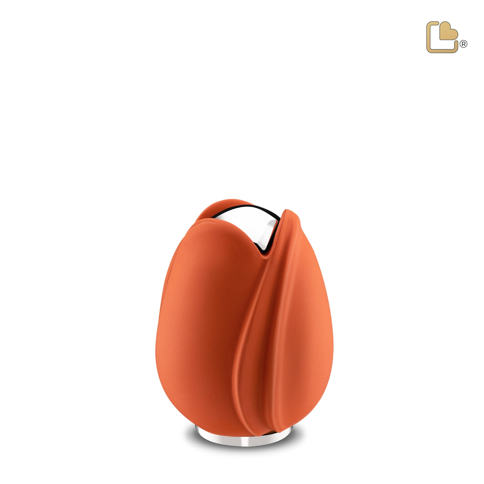 Tulip Keepsake Urn Orange & Polished Silver