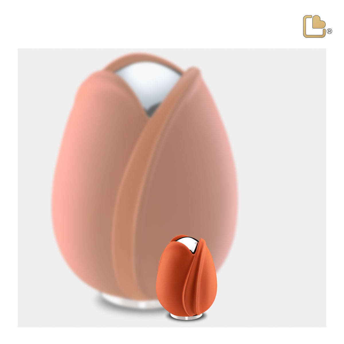 Tulip Keepsake Urn Orange & Polished Silver