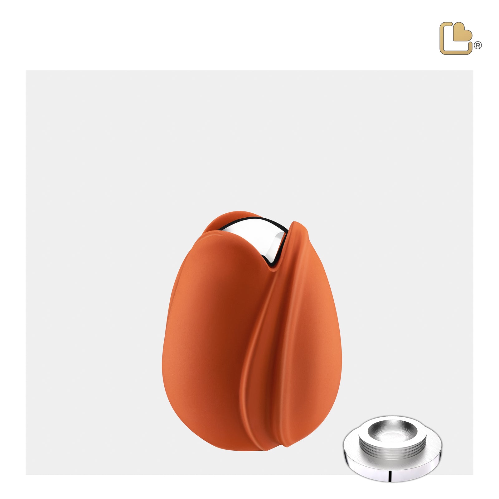 Tulip Keepsake Urn Orange & Polished Silver