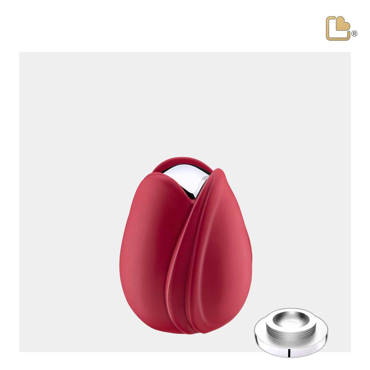 Tulip Keepsake Urn Red & Polished Silver