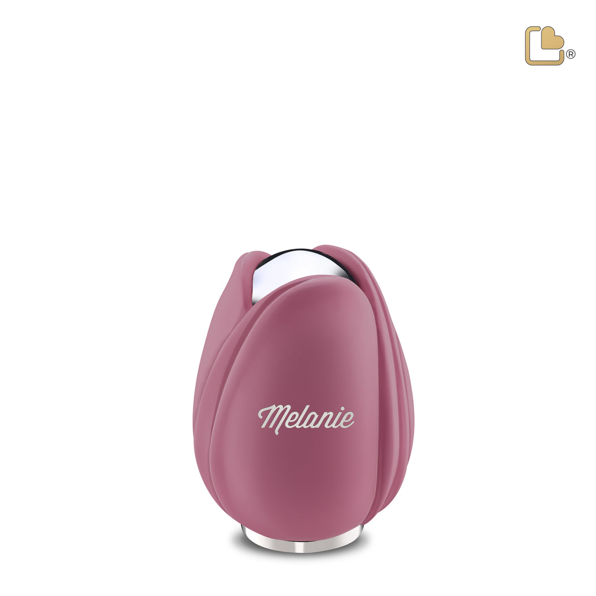 Tulip Keepsake Urn Pink & Polished Silver