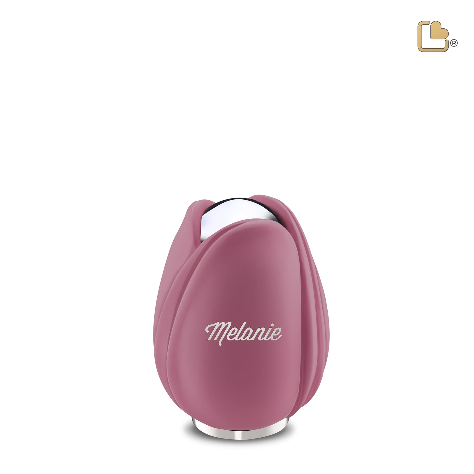 Tulip Keepsake Urn Pink & Polished Silver