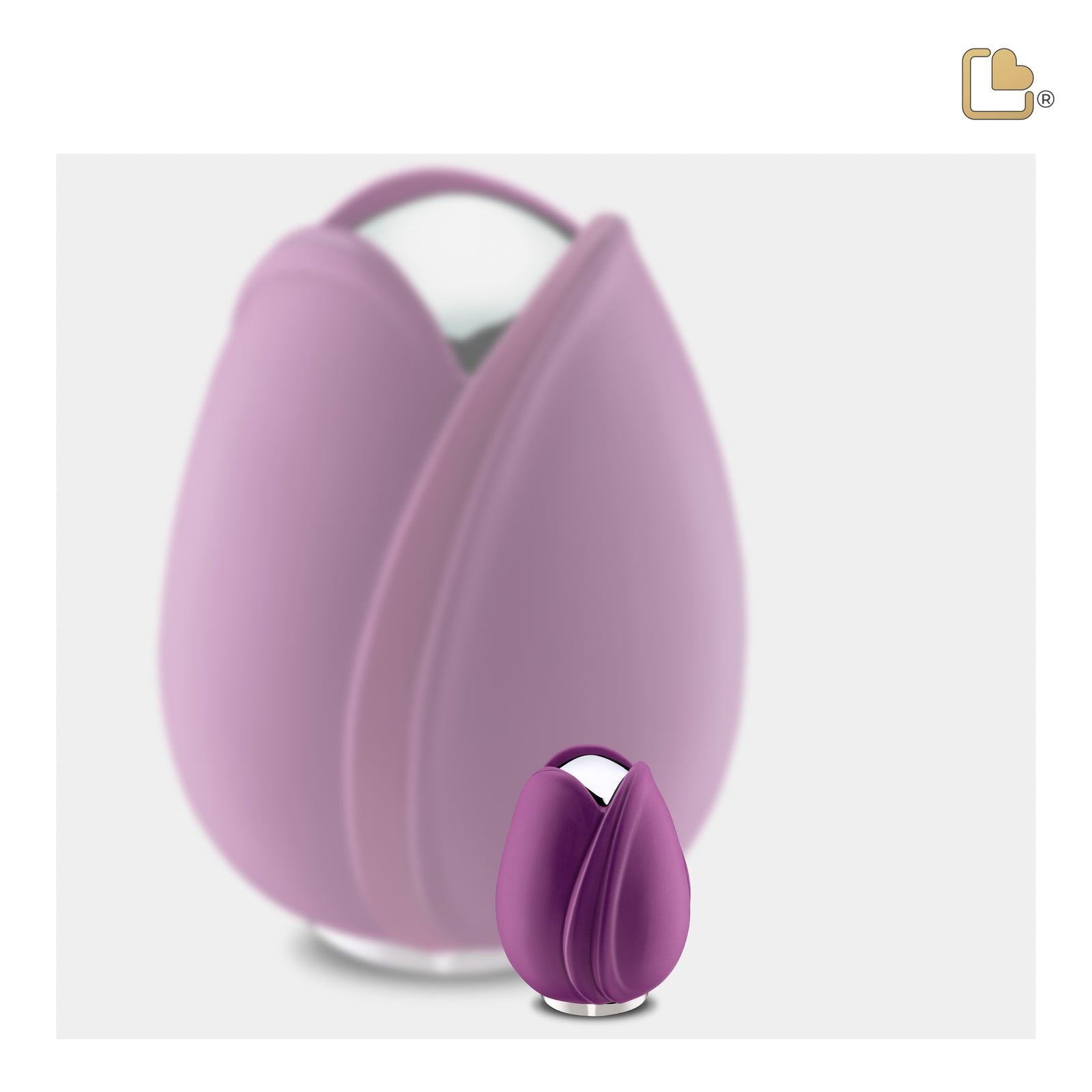 Tulip Keepsake Urn Purple & Polished Silver