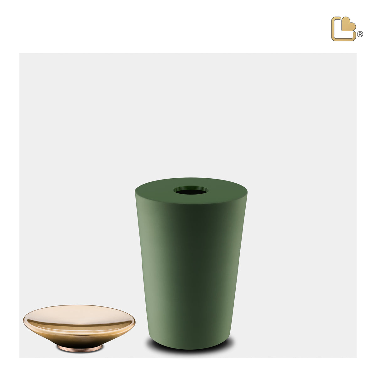 Crescent Tall Keepsake Urn Sage Green & Brushed Gold