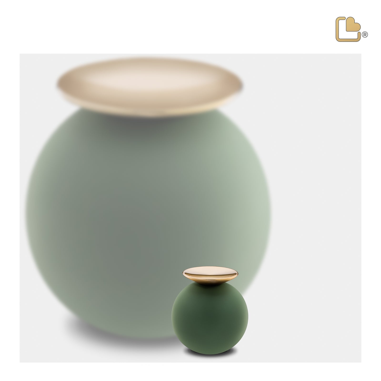 Crescent Sphere Keepsake Urn Sage Green & Brushed Gold