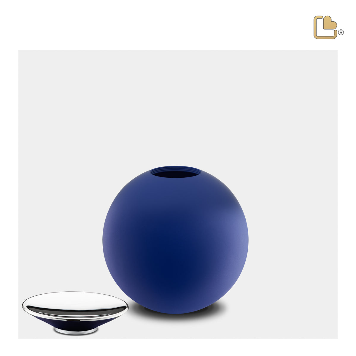 Crescent Sphere Keepsake Urn Navy & Polished Silver