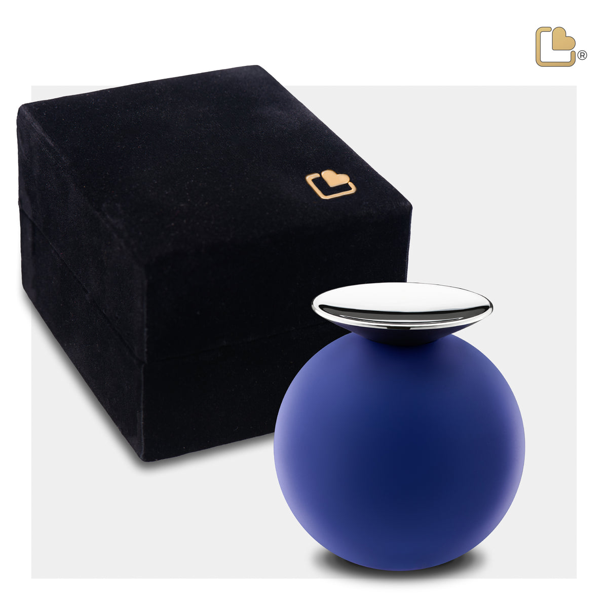 Crescent Sphere Keepsake Urn Navy & Polished Silver