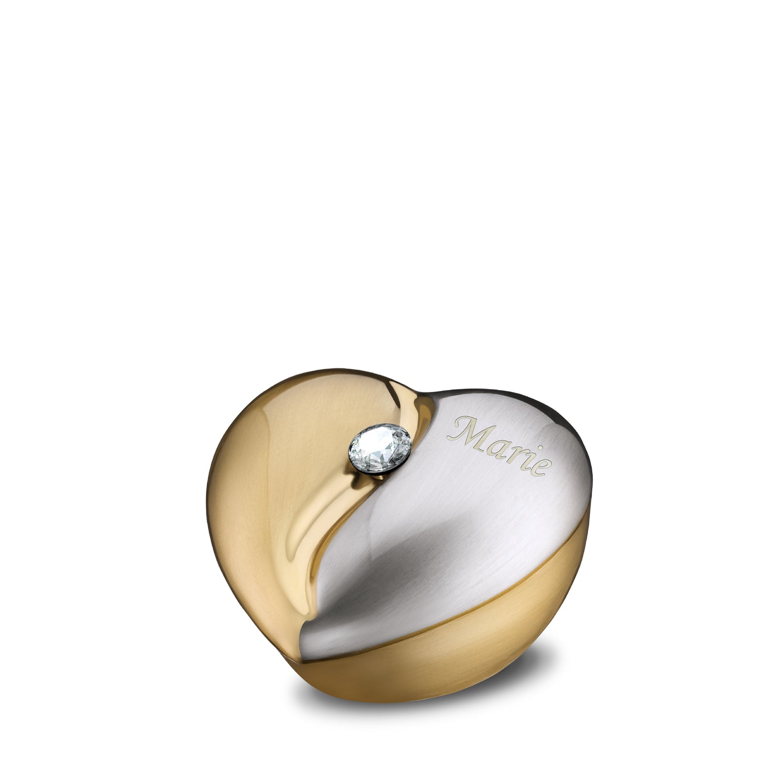 HeartFelt Keepsake Urn Brushed Gold With Crystal