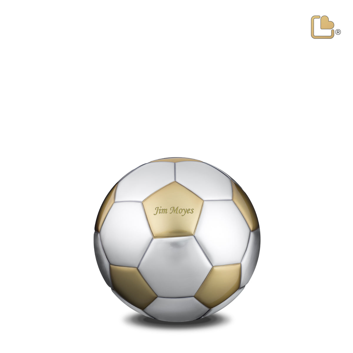 LoveUrns Football Standard Keepsake Urn Bru Gold &amp; Bru Pewter