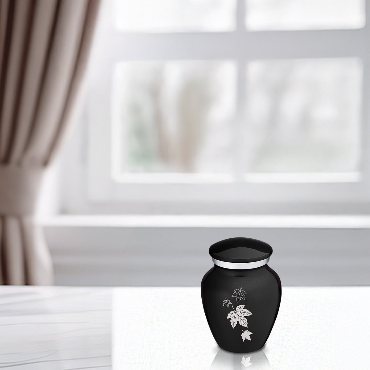 Keepsake Embrace Black Falling Leaves Cremation Urn