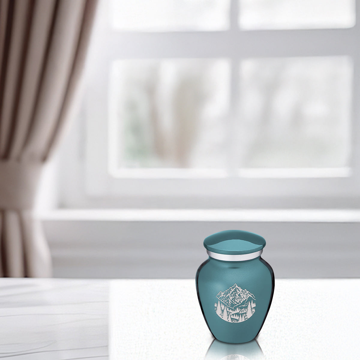 Keepsake Embrace Teal Rocky Mountains Cremation Urn