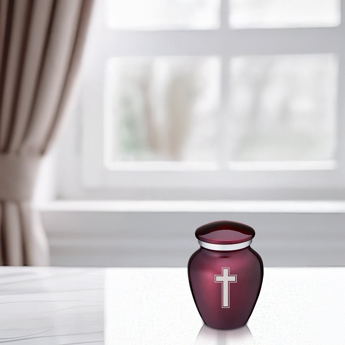 Keepsake Embrace Cherry Purple Simple Cross Cremation Urn