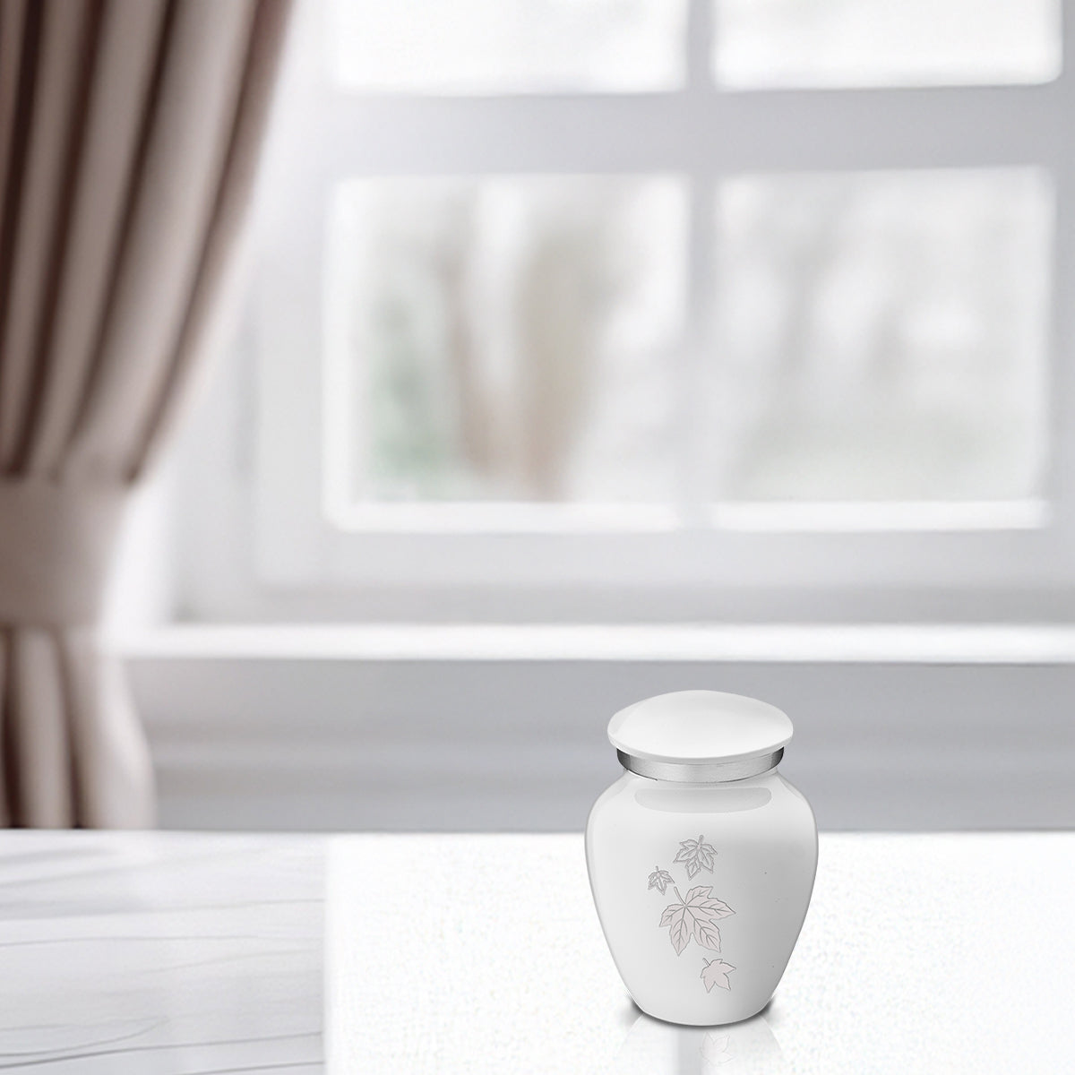 Keepsake Embrace White Falling Leaves Cremation Urn
