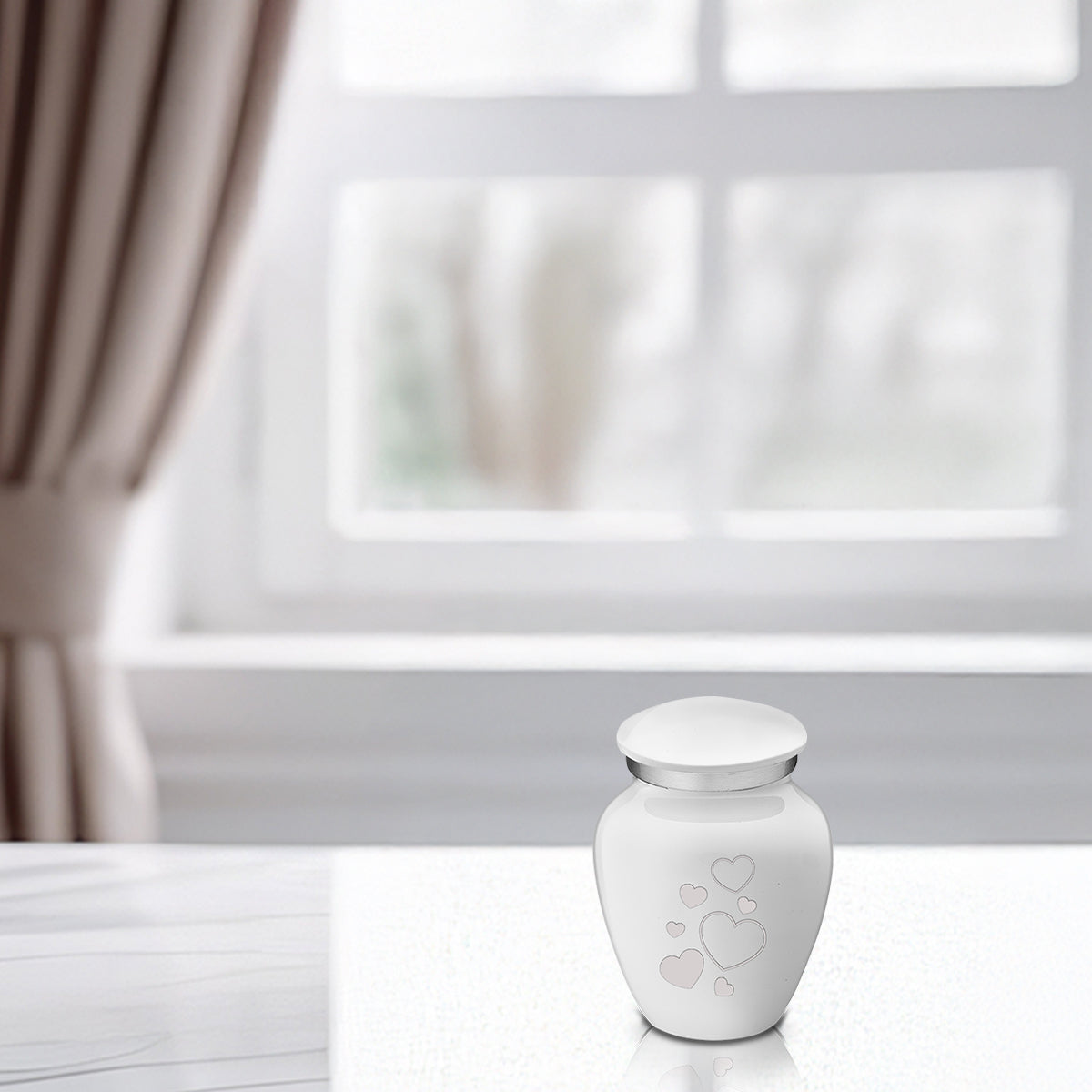 Keepsake Embrace White Floating Heart Cremation Urn