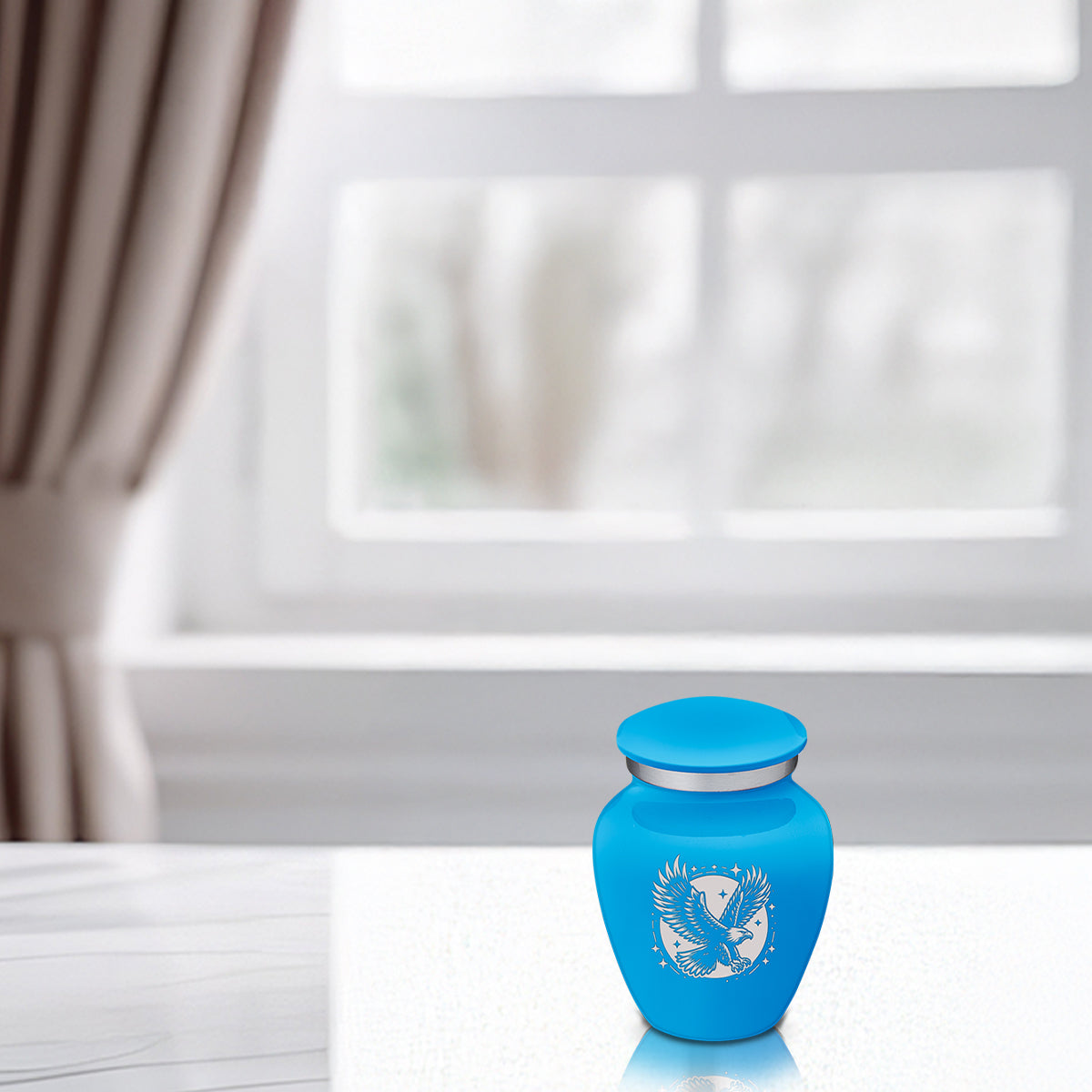 Keepsake Embrace Racing Blue Flying Eagle Cremation Urn