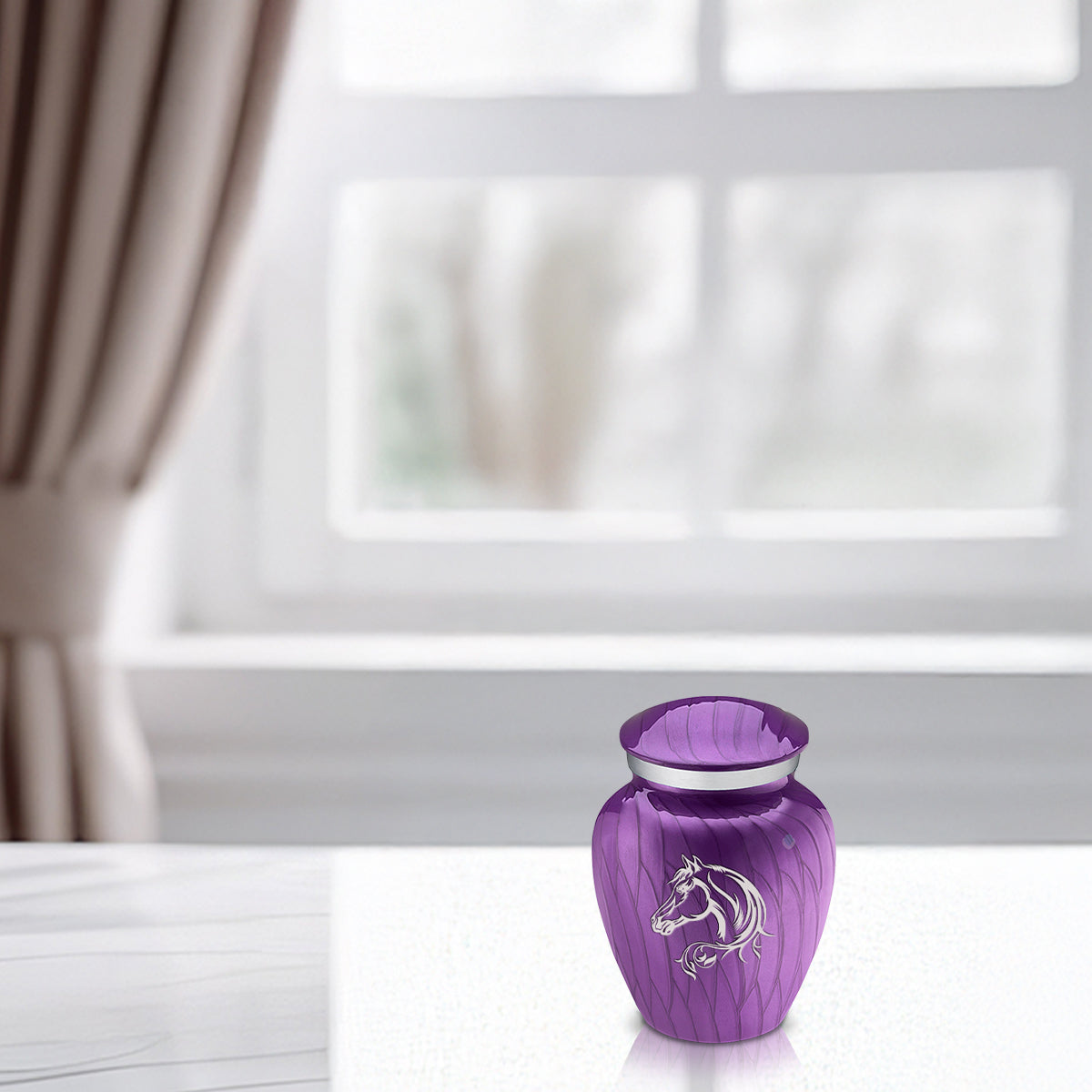 Keepsake Embrace Pearl Purple Horse Cremation Urn