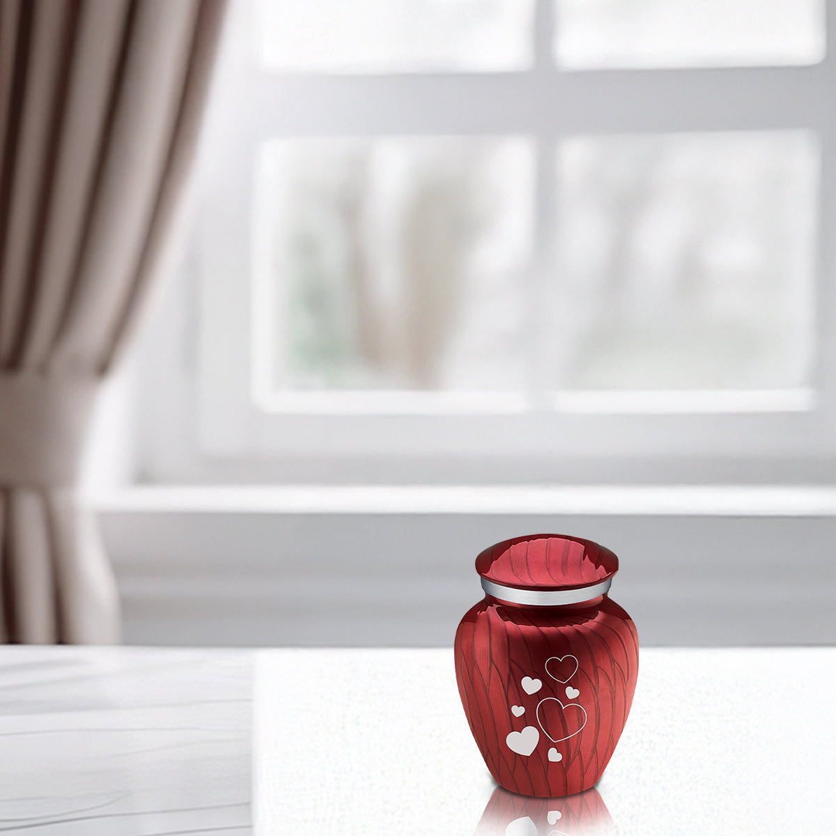 Keepsake Embrace Pearl Candy Red Floating Heart Cremation Urn