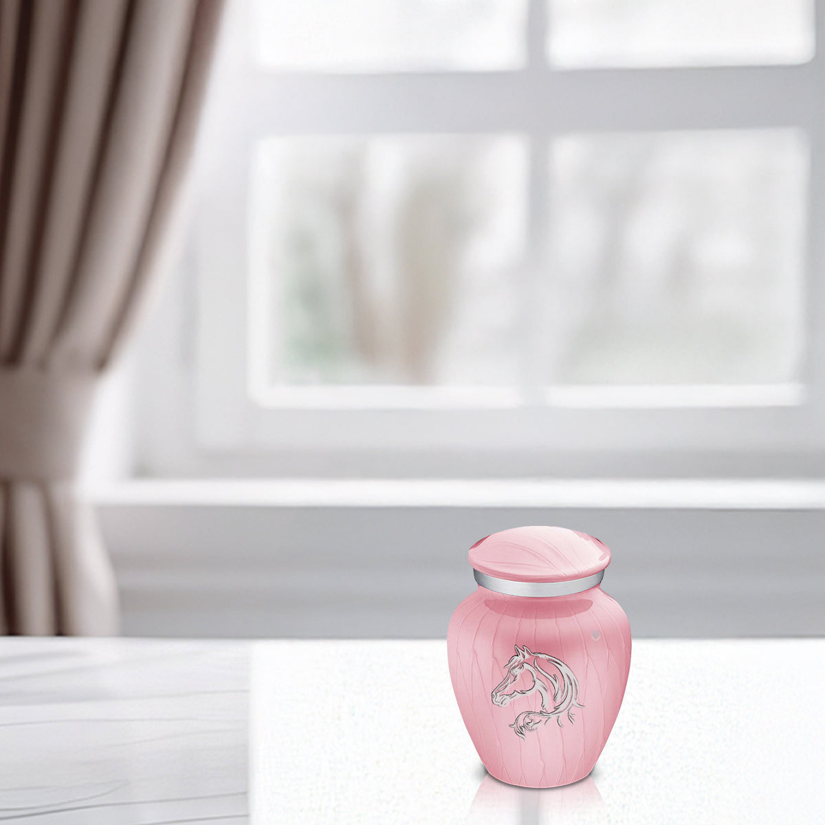 Keepsake Embrace Pearl Light Pink Horse Cremation Urn